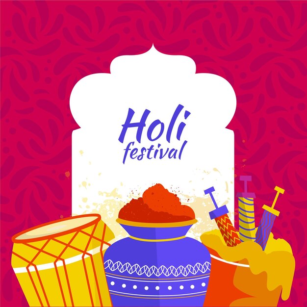 Flat design holi festival concept