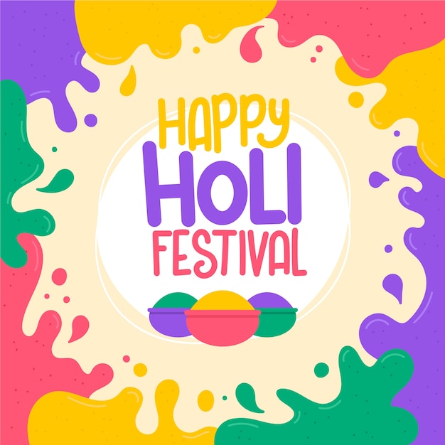 Flat design holi festival design