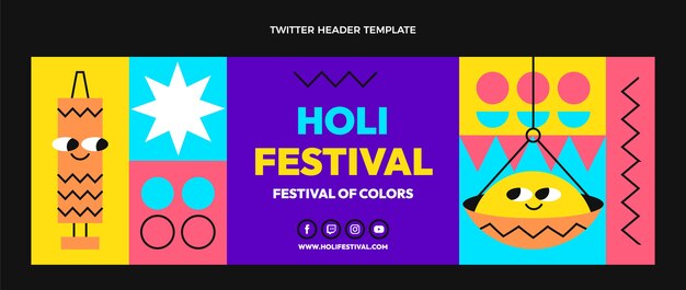 평면 디자인 holi 축제 템플릿