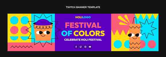 무료 벡터 평면 디자인 holi 축제 템플릿