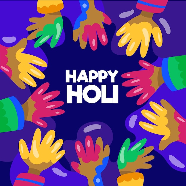 Free vector flat design holi festival theme