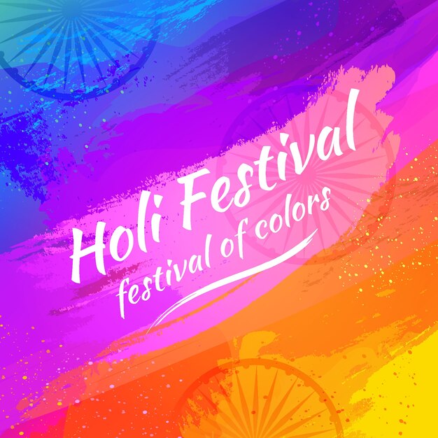 Flat design holi festival with lettering