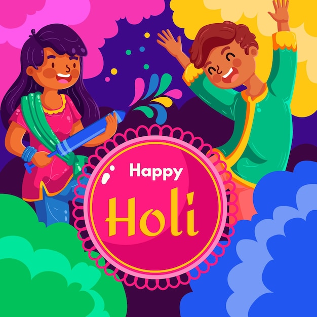 Free vector flat design holi gulal