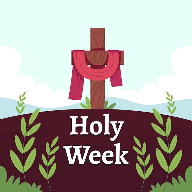 Flat design holy week celebration