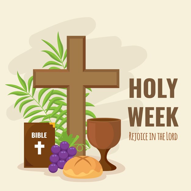 Flat design holy week religious design
