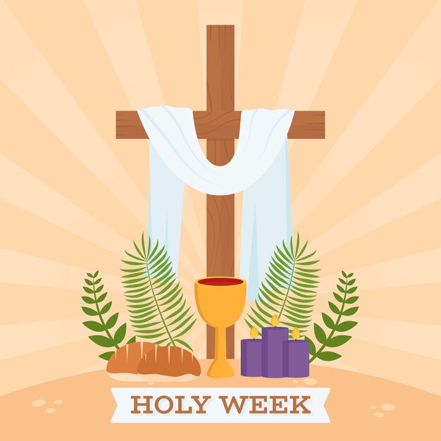 flat design holy week religious theme