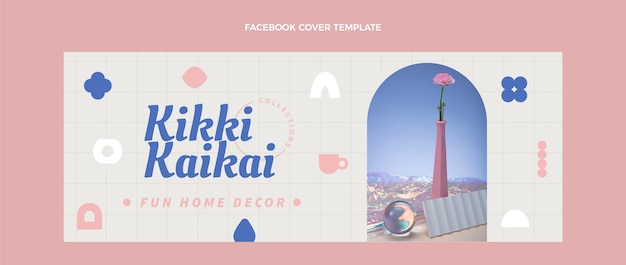 Flat design home decoration boutique facebook cover