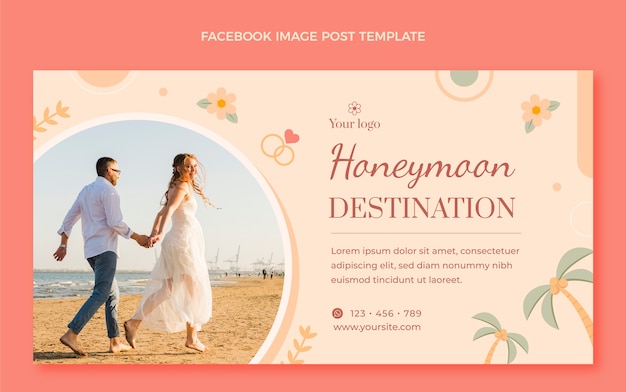 Flat design honeymoon template