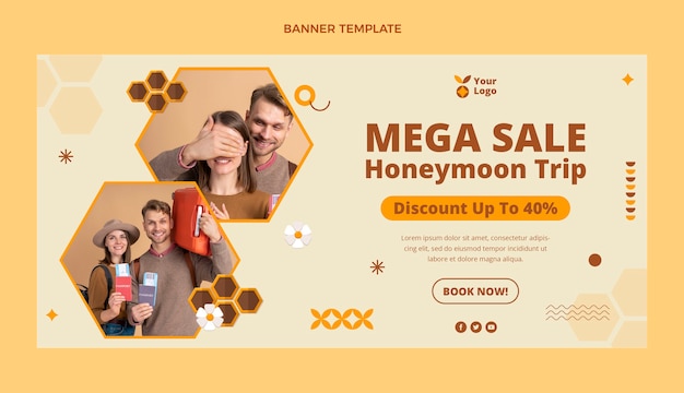 Flat design honeymoon template