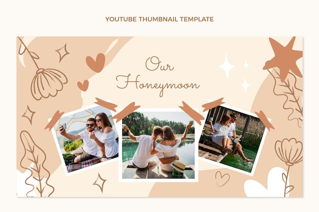 Free vector flat design honeymoon youtube thumbnail