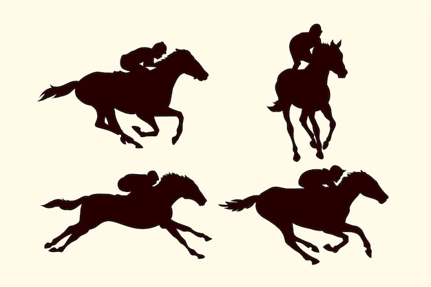 Flat design horse silhouettes