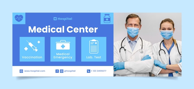 Flat design hospital care facebook cover