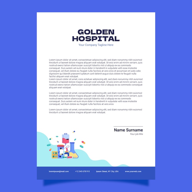 Free vector flat design hospital care letterhead