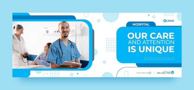 Free vector flat design hospital facilities facebook cover