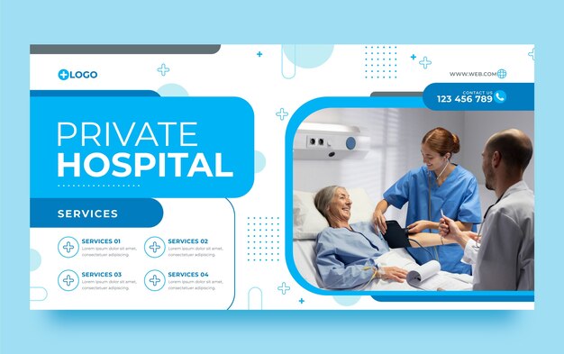 Flat design hospital facilities facebook template