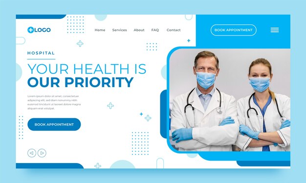 Flat design hospital facilities landing page