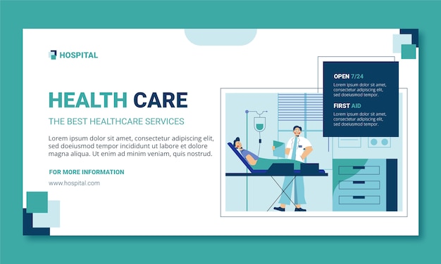 Free vector flat design hospital services facebook template