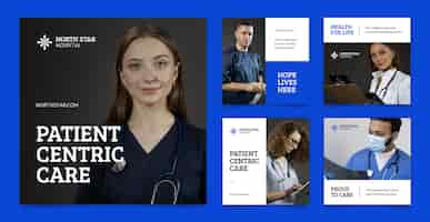 Free vector flat design hospital services instagram post template