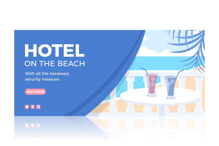 무료 Vector 평면 디자인 호텔 배너 서식 파일