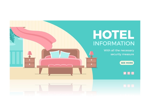 Vettore gratuito modello di banner hotel design piatto