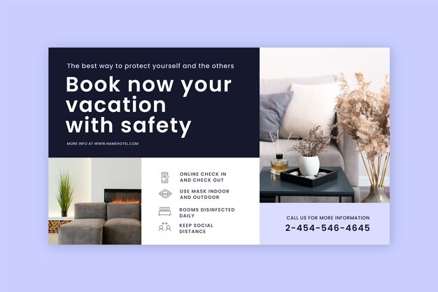 Flat design hotel banner with photo