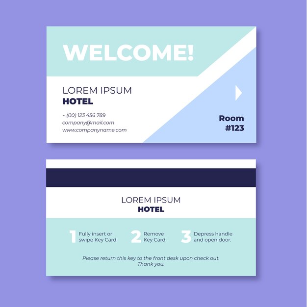 Flat design hotel key card template