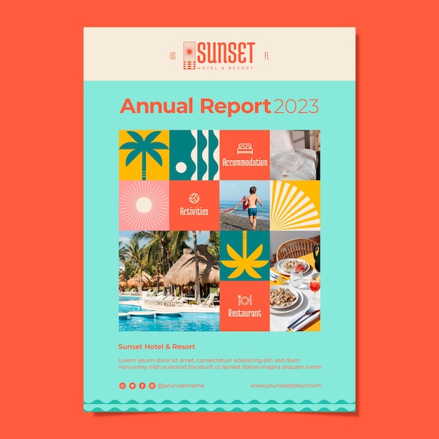 Flat design hotel resort  annual report
