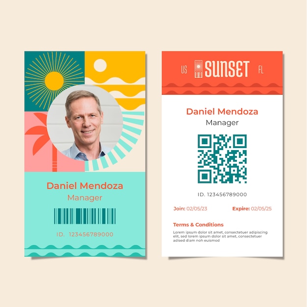 Flat design hotel resort   id card