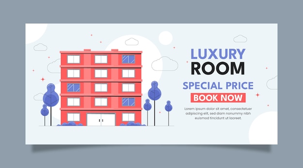 Free vector flat  design hotel template design