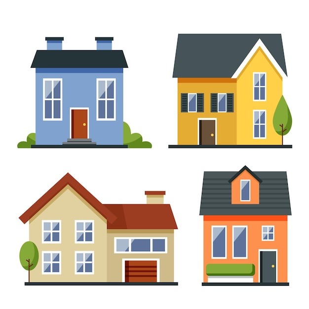 Free vector flat design house collection