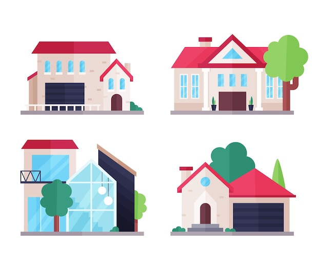 Free vector flat design house pack