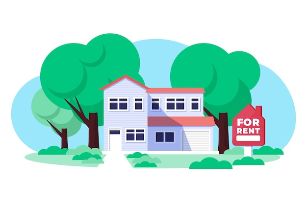 Free vector flat design house for rent illustration