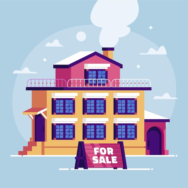 Free vector flat design house for sale illustration