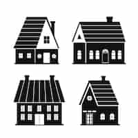 Free vector flat design house silhouette set