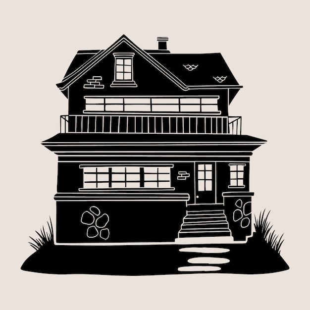 Flat design house silhouette