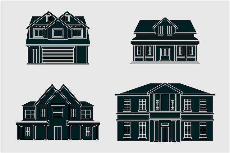 Free Vector flat design house silhouettes
