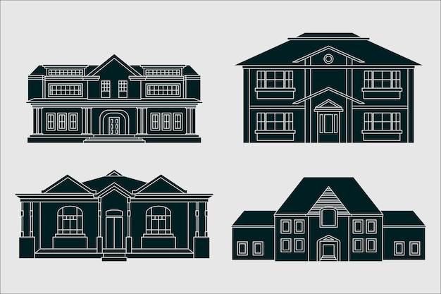 Flat Design House Silhouettes – Free Vector Templates for Download
