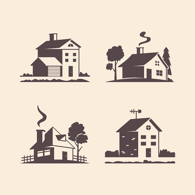 Free vector flat design house silhouettes