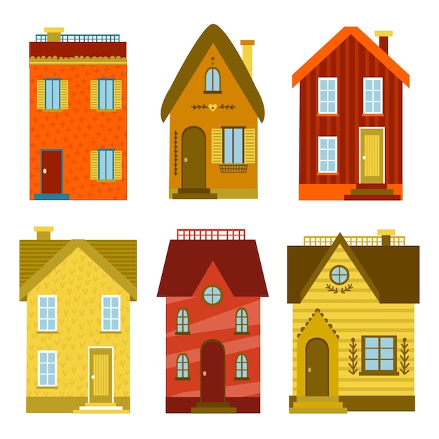 Free vector flat design houses set