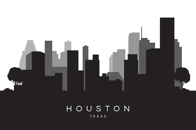 Free vector flat design houston skyline silhouette