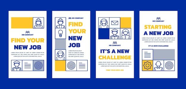 Flat design human resources instagram stories set