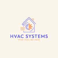 Vettore gratuito modello di logo hvac design piatto