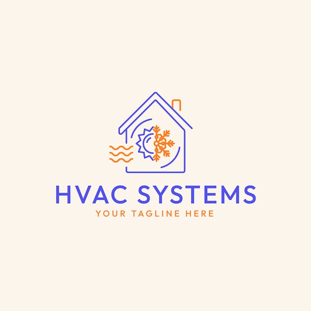 Flat design hvac logo template