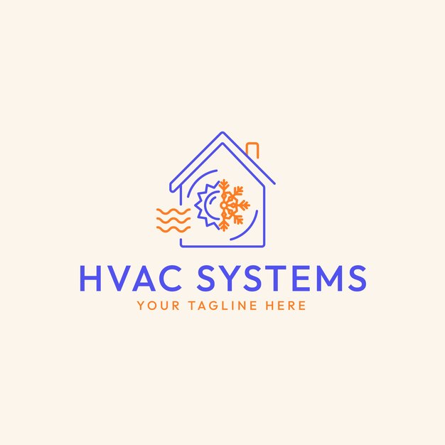 Плоский дизайн шаблона логотипа hvac