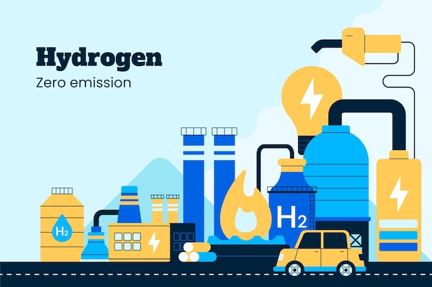 Flat design hydrogen background