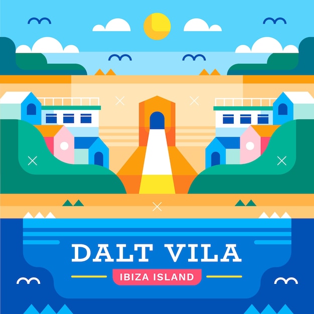 Illustrazione di ibiza di design piatto