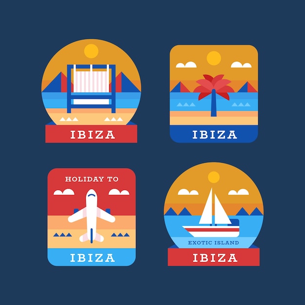 Free vector flat design ibiza label collection