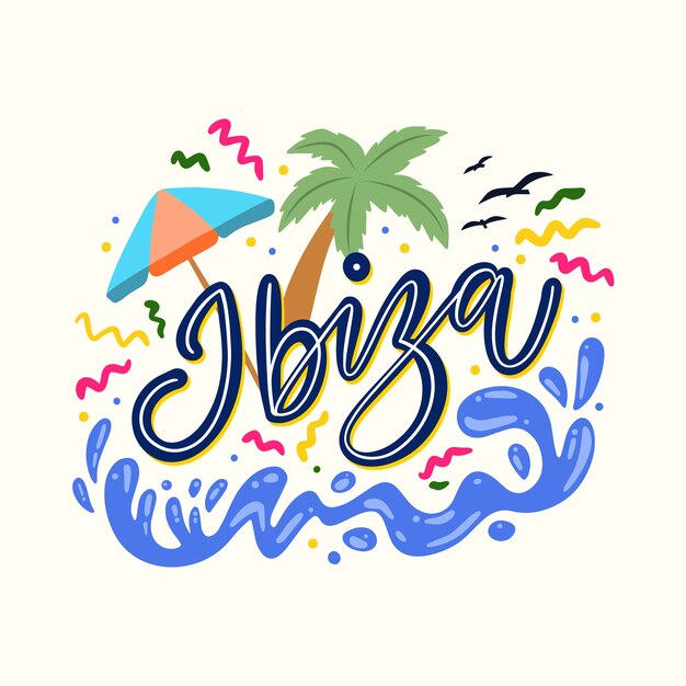 Flat design ibiza logo lettering