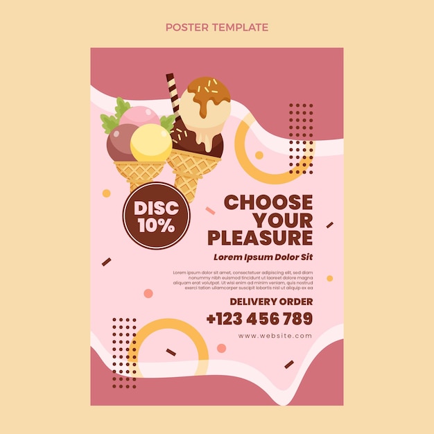 Free vector flat design ice cream poster template