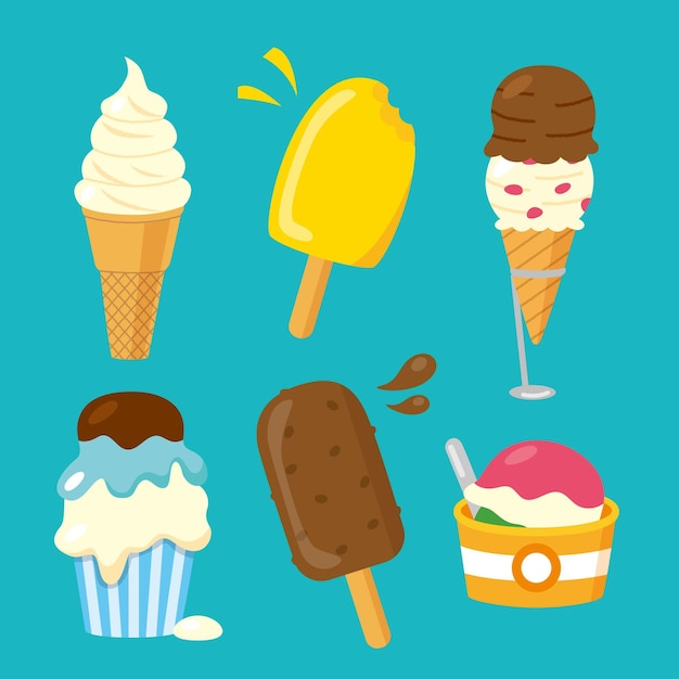 Free vector flat design ice cream set